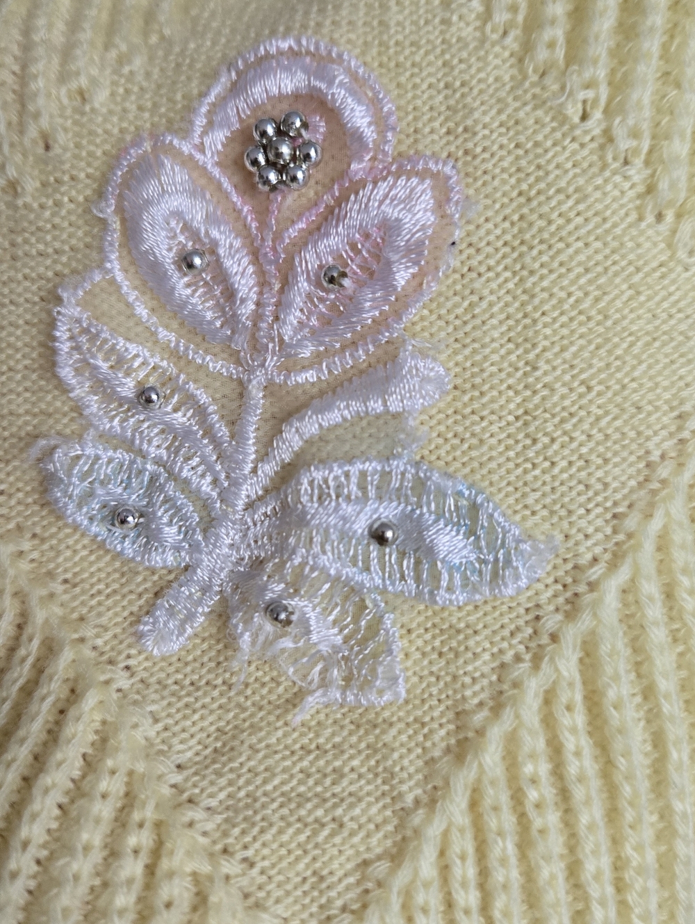Yellow Knit Floral Embroidery Pullover Sweater - Picture 7 of 11